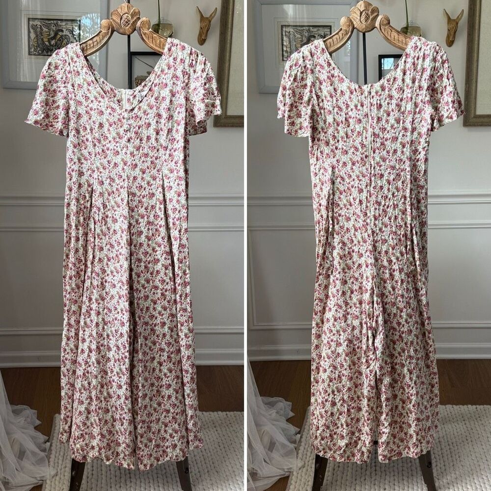 Vintage 90s Jeffrey & Dara Floral Print Wide Leg Jumpsuit 12 Petite